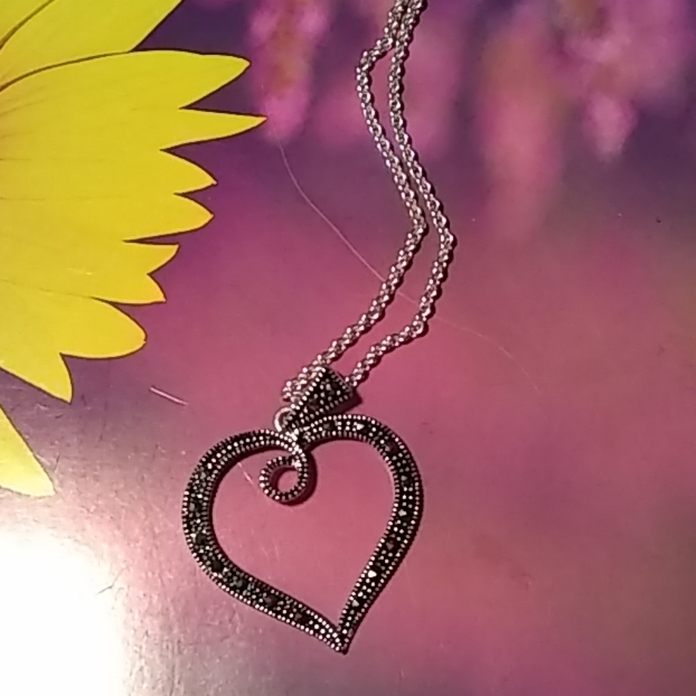 Necklace, Heart-shaped, Marcasite